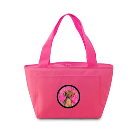 Carolines Treasures 15 x 7 in. Vizsla Zippered Insulated School Washable and Stylish Lunch Bag Cooler- Pink SC9132PK-8808