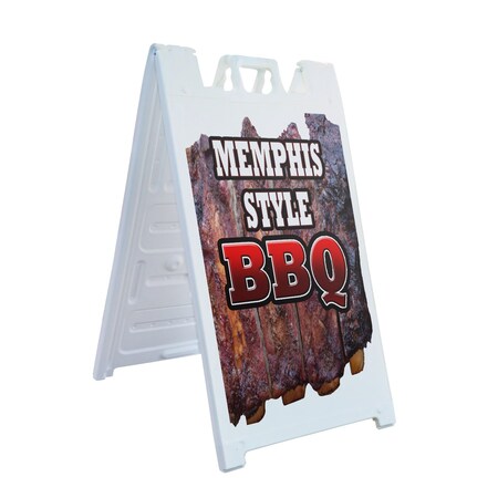 Signmission Memphis Style Bbq, A-Frame & 2 Decals Installed, Heavy-Duty Plastic Frame SBHD-D-2436-Memphis Style Bbq