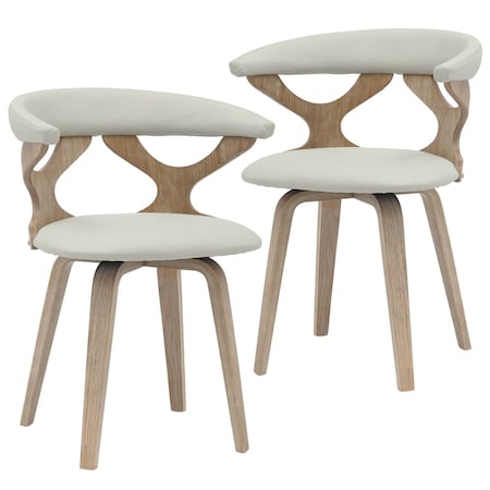 Leisuremod Klyne Swivel Leather Dining Chair with Poplar Wood Frame, 2PK KCWW-22LGR2