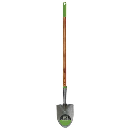 Ames Round Point Shovel, Tempered Steel, Hardwood Handle, Cushion Grip 2916100