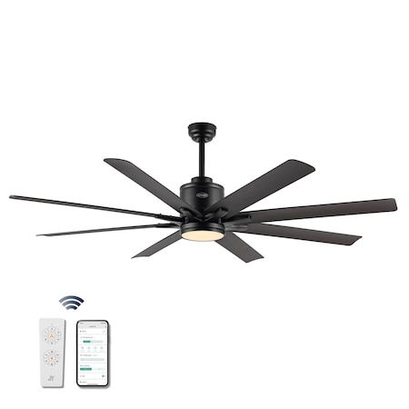 Jonathan Y Octo 66" 1-Light Contemporary Industrial Iron/Plastic Mobile-App/Remote-Controlled 6-Speed Ceiling F JYL9713A