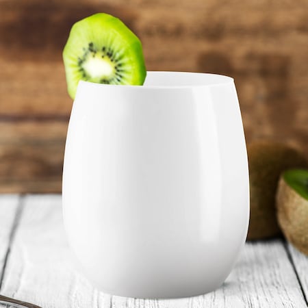 Smarty Had A Party 12 oz. Solid White Elegant Stemless Plastic Wine Glasses (64 Glasses), 64PK 3712-WH-CASE