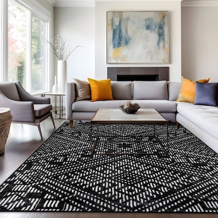 World Rug Gallery Tribal Pattern Area Rug 7 ft 10 in x 10 ft Black WR141BLACK8X10