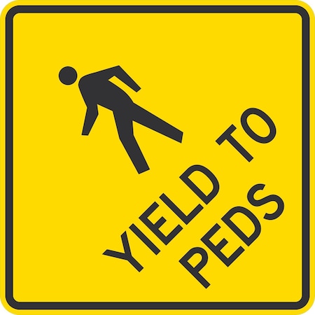 Lyle Yield to Peds (w/sym), 30x30, High Intensity Prismatic, Yellow G-15390-HI_30x30