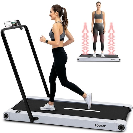 Squatz 2‑in‑1 Walking Pad Treadmill with Handlebar & Vibration Plates SQWPVH15WH
