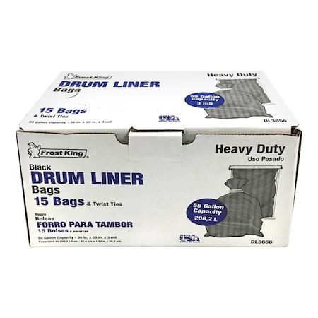 Captain Cold 55 gal Drum Liner Twist Tie - Black, 15PK CA1677857
