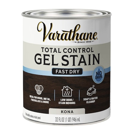 Varathane One Step Water-Based Gel Wood Stain, Kona, 1 Quart 394749