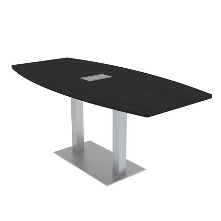 Skutchi Designs Boat Conference Table With Power Unit, 36 in W, 72 in L, Black HAR-BOT-36x72-DOU-U999ST19-ESIL