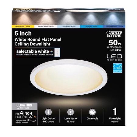 Feit Electric Feit EDGELIT Frost White 4 in. W Aluminum LED Retrofit Recessed Lighting 6.5 W 74202/6WYCA