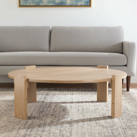Homeroots 48" Natural Solid Wood Oval Coffee Table 596408