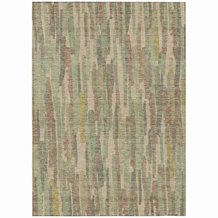 Homeroots 9' X 12' Artichoke Green And Ivory Striped Washable Indoor Outdoor Area Rug 609028