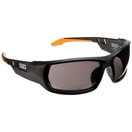 Klein Tools Safety Glasses, Anti-Fog & Anti-Scratch, Gray Lens, Black/Orange Frame, Full-Frame 60164