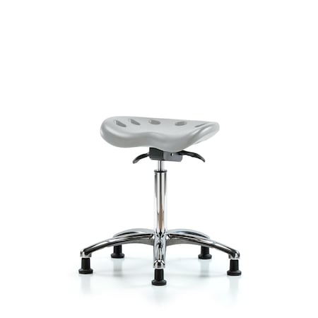 Blue Ridge Ergonomics Poly Tractor Sit-Stand Stool Chrome-Medium Bench Height with Stationary Glides in Gray Poly PTMBSO-CR-NF-RG-GRY
