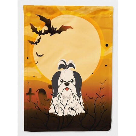 Carolines Treasures Halloween Shih Tzu Black and White Flag Canvas House Size BB4354CHF