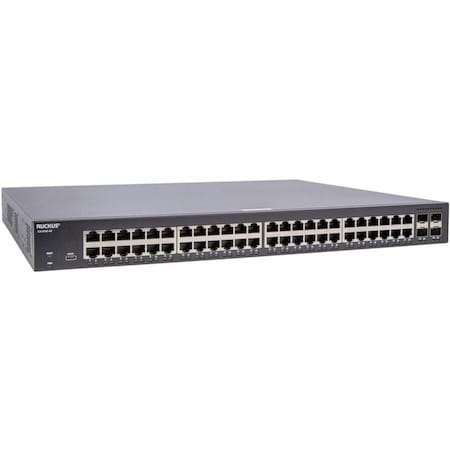 Ruckus ICX 8100 SWITCH, 48X 10/100/1000 PORTS, 4 X 1G SFP UPLINK-PORTS, ADVANCED LAYER 2, 370W POE BUDGET,  ICX8100-48P