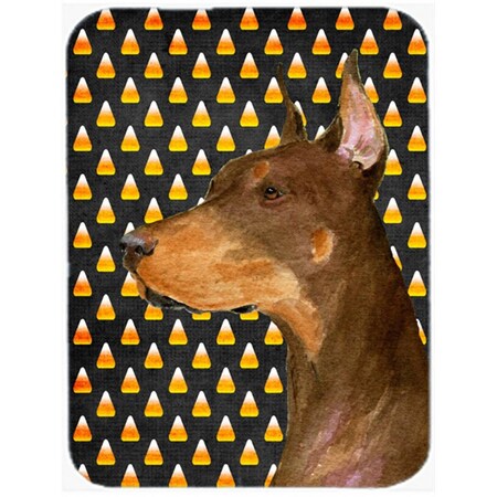 Carolines Treasures Doberman Candy Corn Halloween Portrait Glass Cutting Board - Large SS4261LCB