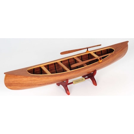 Homeroots 6" Wood Brown Solid Wood Hand Painted Model Boat Tabletop Sculpture 364263