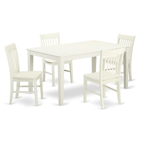 East West Furniture 5 Piece Dining Table Set, 5PK CANO5-LWH-W