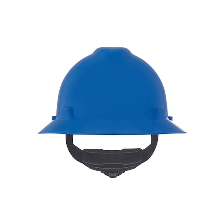 Msa Safety V-Gard Slotted Full Brim Hard Hat, Fas-Trac III Suspension, Type I, Class E, Blue 475368