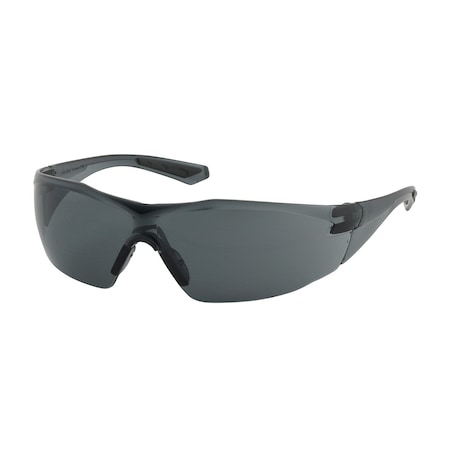 Bouton Optical Rimless Safety Glasses with Gray Temple, Gray Lens and FogLess 3Sixty Coating 250-49-0521