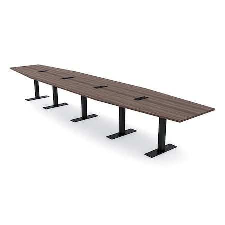 Skutchi Designs 18ft Hexagon Conference Table With Power | Harmony Series | 18 Person Meeting Room Table HAR-HEX.IR-48X216-T.BK-H3041-EBLK