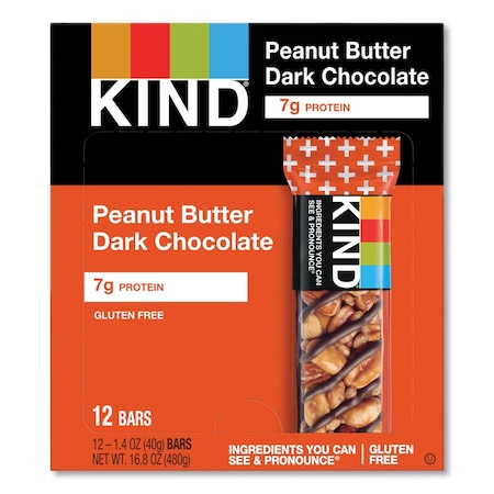 Kind Plus Nutrition Boost Bar, Peanut Butter Dark Chocolate/Protein, 1.4 oz Bar, 12PK 17256
