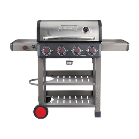 Coleman Cookout 4-Burner Propane Gas BBQ Grill w/ Side Burner, 637-Sq. In. Cooking Surface, Stainless/Gray CO-400BBQ