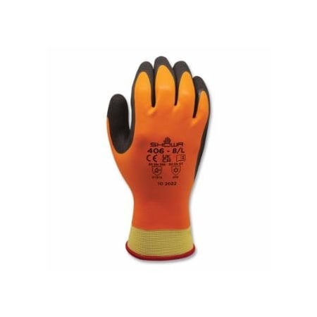 Showa 406 Water-Repellent Gloves, Medium, Black/Orange, 12PK 845-406M-07