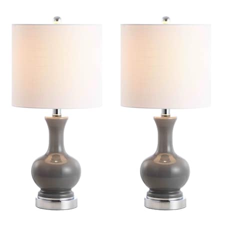 Jonathan Y Cox 22" Metal/Glass LED Table Lamp, Gray, 2PK JYL4033B-SET2
