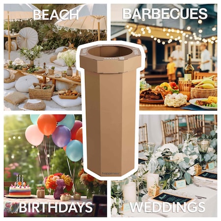 Happimess Fleur 25-Gallon Disposable Corrugated Cardboard Event Trash Can and Recycling Bin, Plain Brown, 2PK HPM1300A-SET2