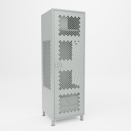 Pucel Athletic Gear Locker, 24inWx72inHx24inD, Perforated Door, Top Cabinet, Foot Locker, 4inLegs, Gray GL-2472-24-DTFL