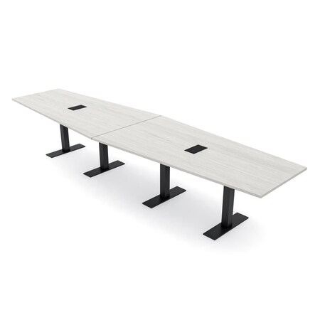 Skutchi Designs 14 Person Conference Table With Power Unit | 14' Hexagon Table | Harmony Series HAR-HEX.IR-48X168-T.BK-K458-EBLK