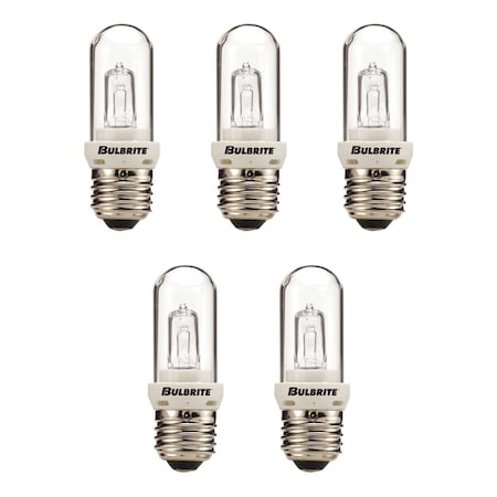 Bulbrite Mini 100w T8 Medium Screw Base E26 Clear Dimmable Soft White 2900K Halogen Light Bulb, 5PK 861993