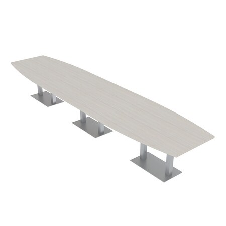 Skutchi Designs Boat Conference Table With Power Unit, 48 in W, 216 in L, Ivory HAR-BOT-48x216-DOU-K458-NA