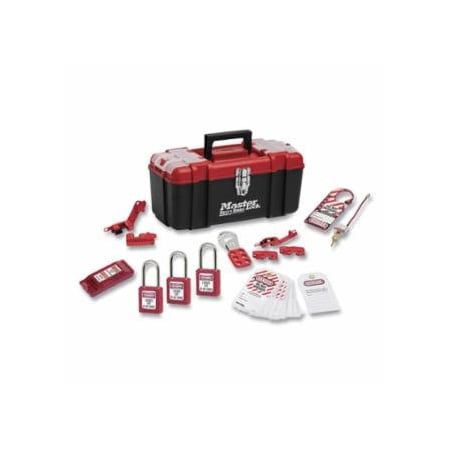 Master Lock Portable Lockout Kit, 14-piece, Includes 4-Padlocks/Toolbox 470-1457E410KA