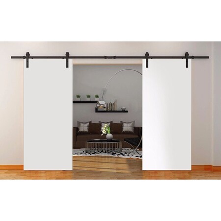 Sartodoors Sturdy Double Barn Door with Hardware, Planum 0010 White Silk, 13FT Rail Hangers Heavy Set, Modern PLANUM0010DB-WS-5684