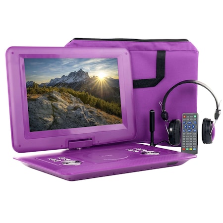 Trexonic 14.1 Inch Portable DVD Player with Swivel TFT-LCD Screen and USB, SD, AV, HDMI Inputs TR-D141PUR2