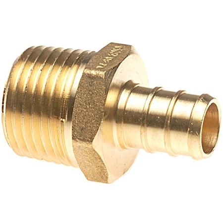 Apollo Valves Pipe Adapter, 12 x 34 in, PEX x MPT, Brass, 200 psi Pressure APXMA3412