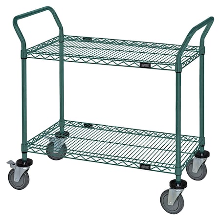 Quantum Storage Systems WIRE SHELVING CART W/2 SHELVES GREEN EPOXY WRC-2442P-2