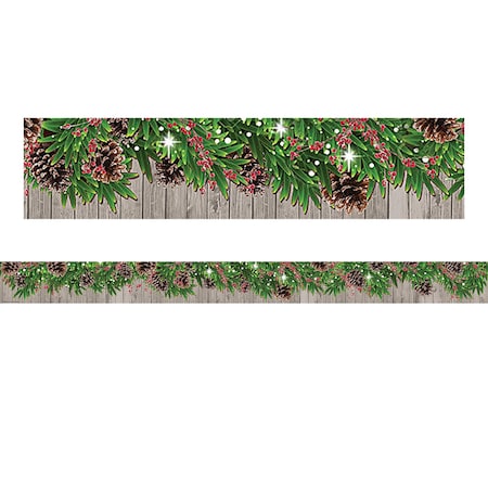 Teacher Created Resources Winter Pine Cones Straight Border Trim, 35 Feet Per Pack, 6PK TCR8456