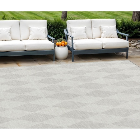 Homeroots 10' X 14' Ivory And Beige Geometric Washable Indoor Outdoor Area Rug 577060