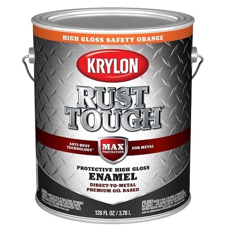 Krylon Rust Tough Gloss Anti-Rust Safety Color Rust Control Enamel, Safety Orange, 1 Gal. K09768008