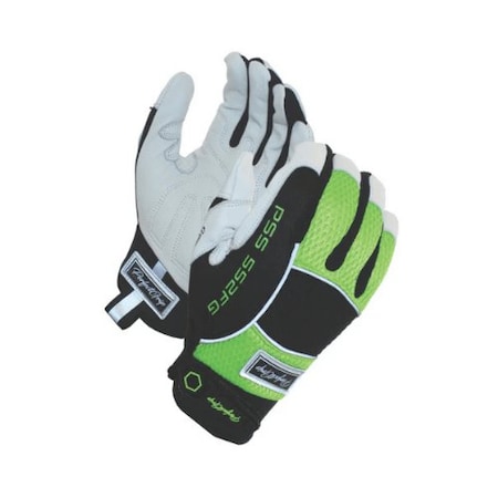 Perfect Grip Mechanic Gloves, Grain Goat Skin, Adjustable Hook and Loop Closure Cuff, Hi Vis Green, XL, 1 PR PSS552FG/XL