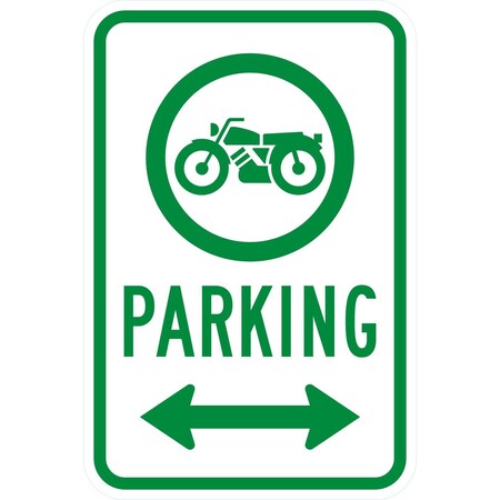 Lyle Motorcycle Parking <---> (W/Sym), 12x18, Diamond Grade, White G-2728-DG_12x18