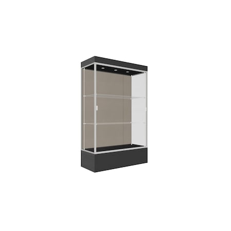Ghent Lighted Floor Display Case 48x76x20, 12" Base, Satin 94LFCO-SN-BLK
