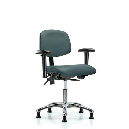 Blue Ridge Ergonomics Desk Chair Desk Chair, Vinyl, Chr Tilt AA Glides, Blu, Adjustable Arms, 18" to 23" Height, Vinyl BR-VDHCH-CR-T1-A1-RG-8546