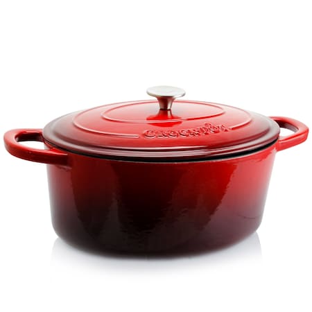 Crock-Pot Crock Pot Artisan 7 Quart Oval Enameled Cast Iron Dutch Oven in Scarlet Red 69147.02