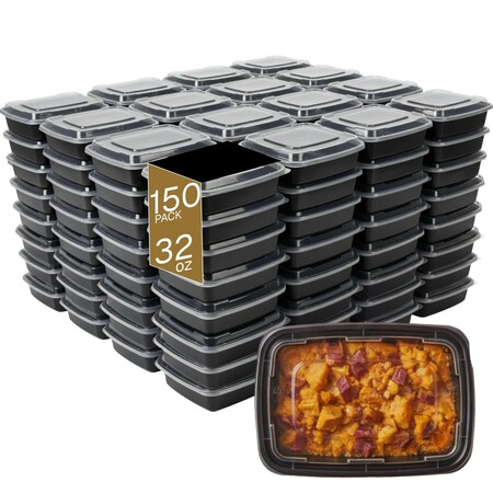 Eco Harmony Products Microwaveable Food Container, Rectangular with Lid, 32oz, 150PK 804544