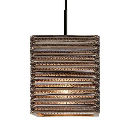 Besa Lighting Besa Kirk 6 Pendant, Corrugated Cardboard, Black Finish, 1x 9W LED 1JT-KIRK6-LED-BK