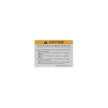 Toyota REPLACEMENT PLATE, CAUTION 57914-U2171-71